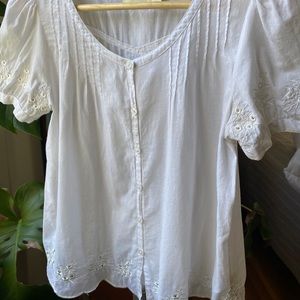 White cotton button up blouse